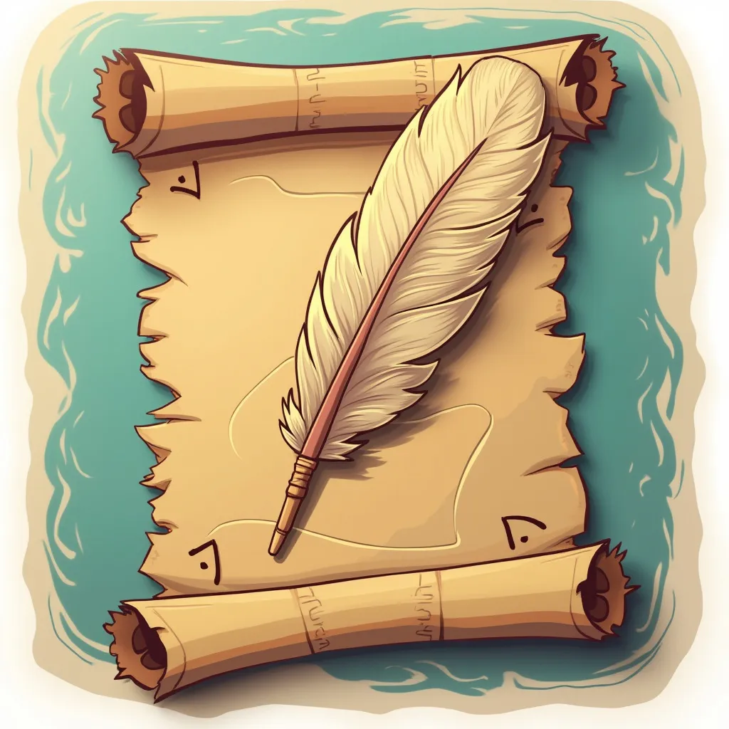 Adventure Icon - A map with a feather