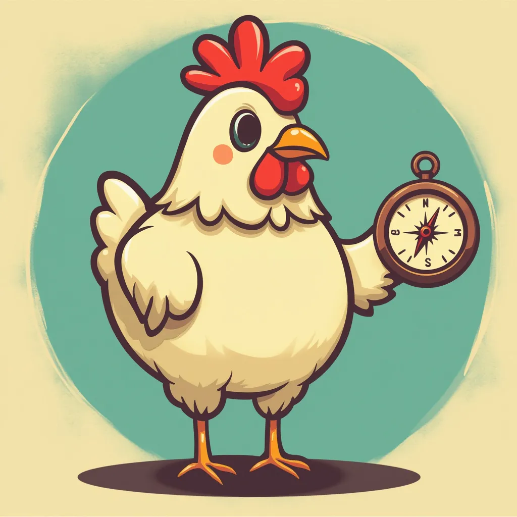 Mission Icon - A chicken with a compass